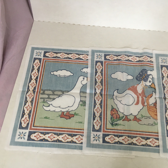 vintage 3 large goose duck fabric quilt squares - Picture 6 of 6